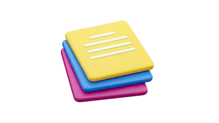 Stack of 3D stylized documents with lines