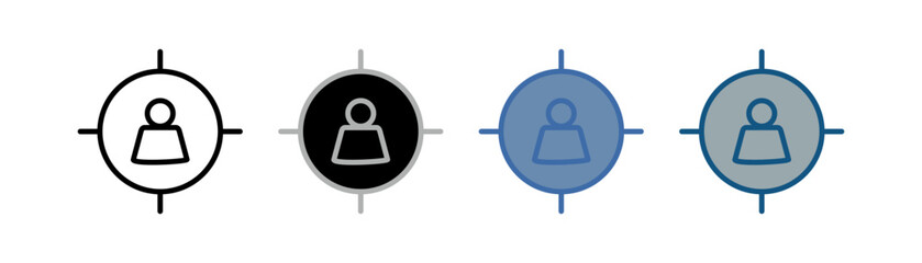 
target marketing icon set multiple style collection with people and target designs