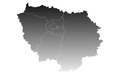 Fototapeta premium Ile-de-France map, departments and prefectures of the Paris Region. Ile de france region administrative map.