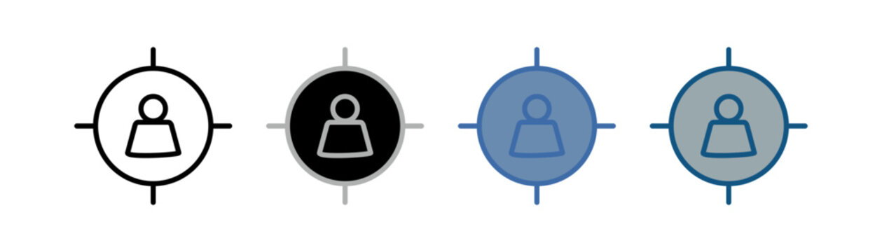 
target marketing icon set multiple style collection with people and target designs