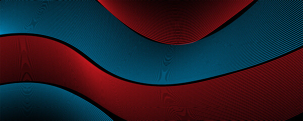 3D blue orange lines techno abstract background overlap layer on dark space with waves effect decoration. Modern graphic design element stripes style concept for web, flyer, card, or brochure cover