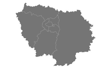 Fototapeta premium Ile-de-France map, departments and prefectures of the Paris Region. Ile de france region administrative map.