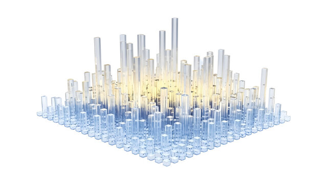 Abstract 3D visualization of data grid showing financial growth and high-density technology. isolated PNG with Transparent Background - Powered by Adobe