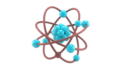 Atom model with orbiting electrons