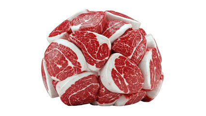 Pile of Raw Beef Cubes with Marbling