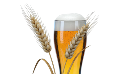 Glass of Beer with Wheat Stalks