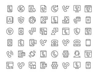 Phone icon set. Vector line icons collection. Outline symbols. Modern design