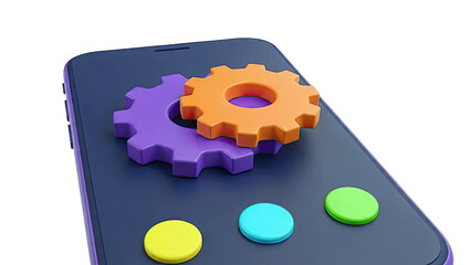 Smartphone with colorful gears and circles