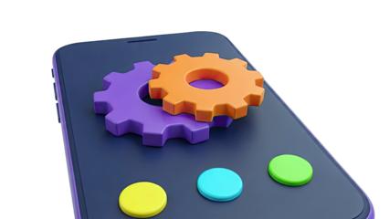 Smartphone with colorful gears and circles