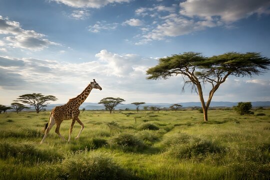Giraffe in the wild, Giraffe, Forest, Landscape - Powered by Adobe