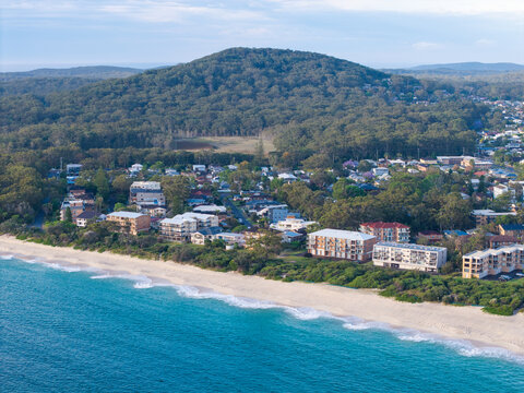 Aerial in Nelson Bay beach in NSW