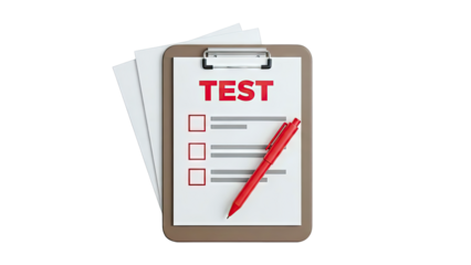 Clipboard with Test Form and Red Pen