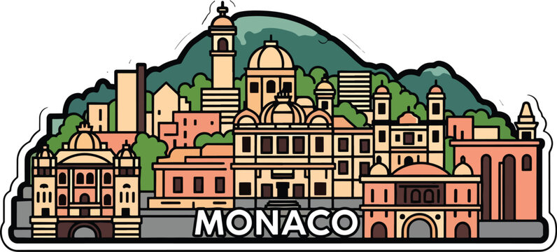 Colorful illustrated cityscape, buildings and landscape design