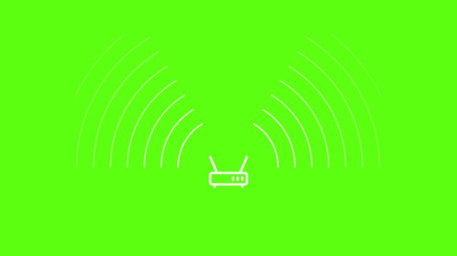 Wireless Router Signal Green Screen Video 4k - Wifi Animation