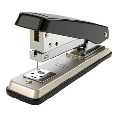 Professional black and silver office stapler, isolated subject for business layouts