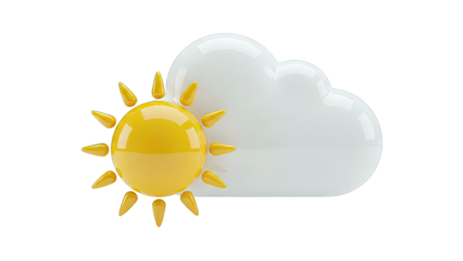 3D Sun and Cloud Icon