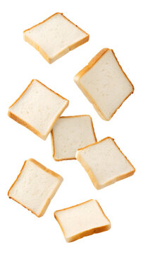 Falling sliced bread, toast isolated on transparent background