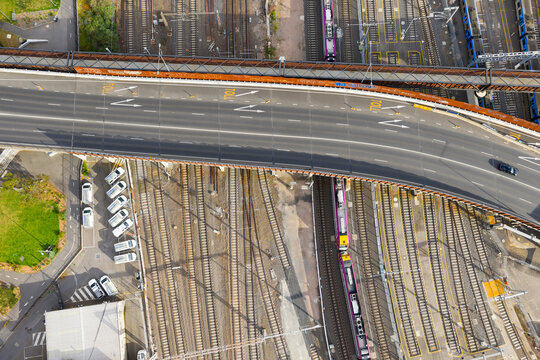 Traffic bridge over metro railway tracks