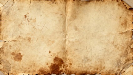 Aged Vintage Cream Parchment Paper Texture with Faint Brown Stains and Cracks