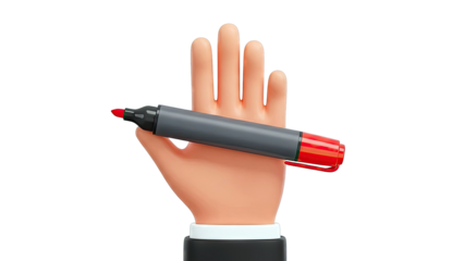 Stylized Hand Holding a Red Marker Pen