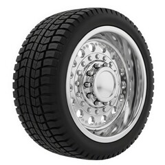 Shiny chrome wheel with winter tire