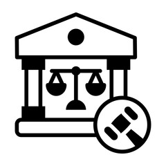 Court Icon Mixed Style Vector Illustration