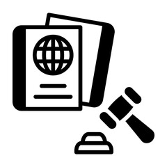 Immigration Law Icon Mixed Style Vector Illustration