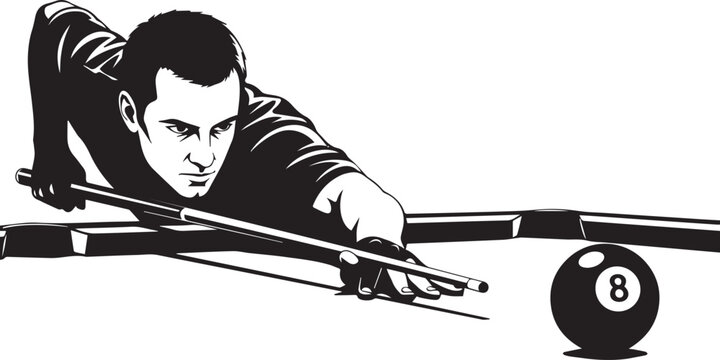 Man playing billiards or pool silhouette vector black on a white background