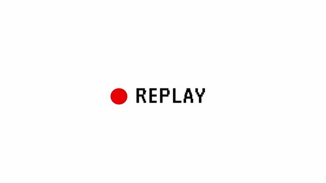 Replay button animation with white background, Replay icon Animation video for Live Streamers, action replay Animation icon and button with white background. 4k video
