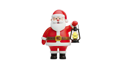 Cartoon Santa Claus Holding a Lantern