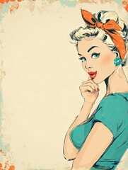 Woman with a red bandana on her head