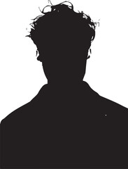 Mysterious Silhouette of a Person with Curly Hair, a Black and White Profile or Headshot symbolizing identity and the unknown  © amodha