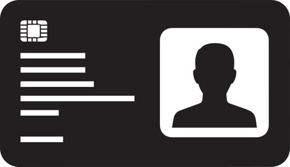 Identification card or membership card Icon silhouette vector black on a white background