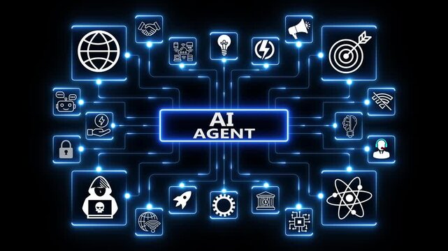Autonomous AI agent orchestrating decisions, actions and data signals across a connected intelligent system environment