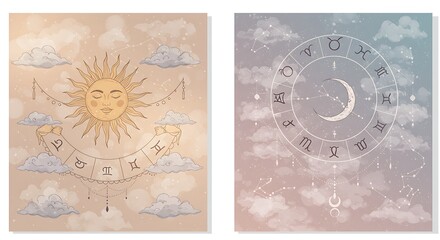 Naklejka premium 星と雲の詩情: 天体図鑑