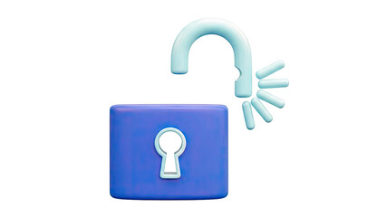 Open Padlock 3D Icon