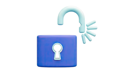 Open Padlock 3D Icon