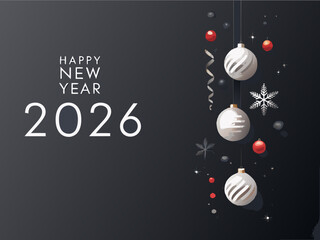 Festive new year celebration with hanging ornaments and sparkling elements