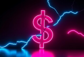 3D gold dollar currency symbol on a dark black background representing financial success, wealth, and global business investment through a modern abstract icon for money and banking