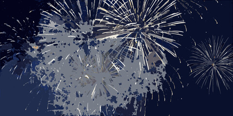 A vibrant display of fireworks illuminating the dark night sky with golden bursts