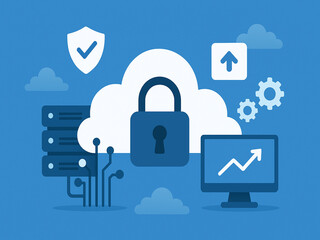 Cloud computing security and data protection illustration