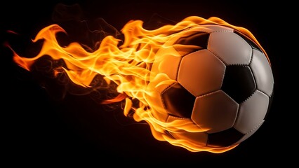 Fototapeta premium Burning Soccer Ball In Motion - 3D rendering
