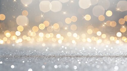 Soft Ethereal Golden and White Topaz Bokeh Lights Glowing on Frosted Background