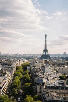 Aerial view of Paris city and Eiffel Tower
