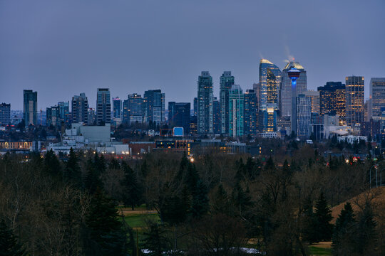 Morning Skyline of Calgary Downtown