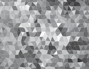 A grayscale mosaic of irregular polygons, primarily triangles. The arrangement creates a textured effect with varying shades of gray