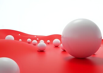 Red and White Spheres on a Curved Surface