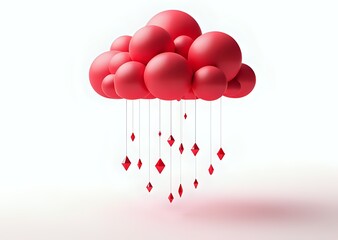Red Balloon Cloud with Diamond Rain
