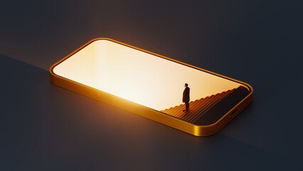 Person navigates life's choices through mobile technology