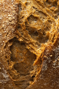 Close-up of crusty artisan bread texture